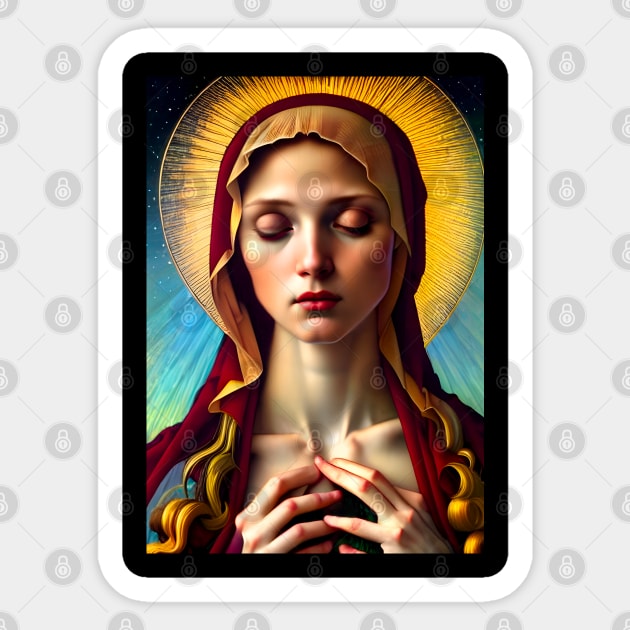 Blessed Virgin Mary Prayer Hands Sticker by TshirtLABS